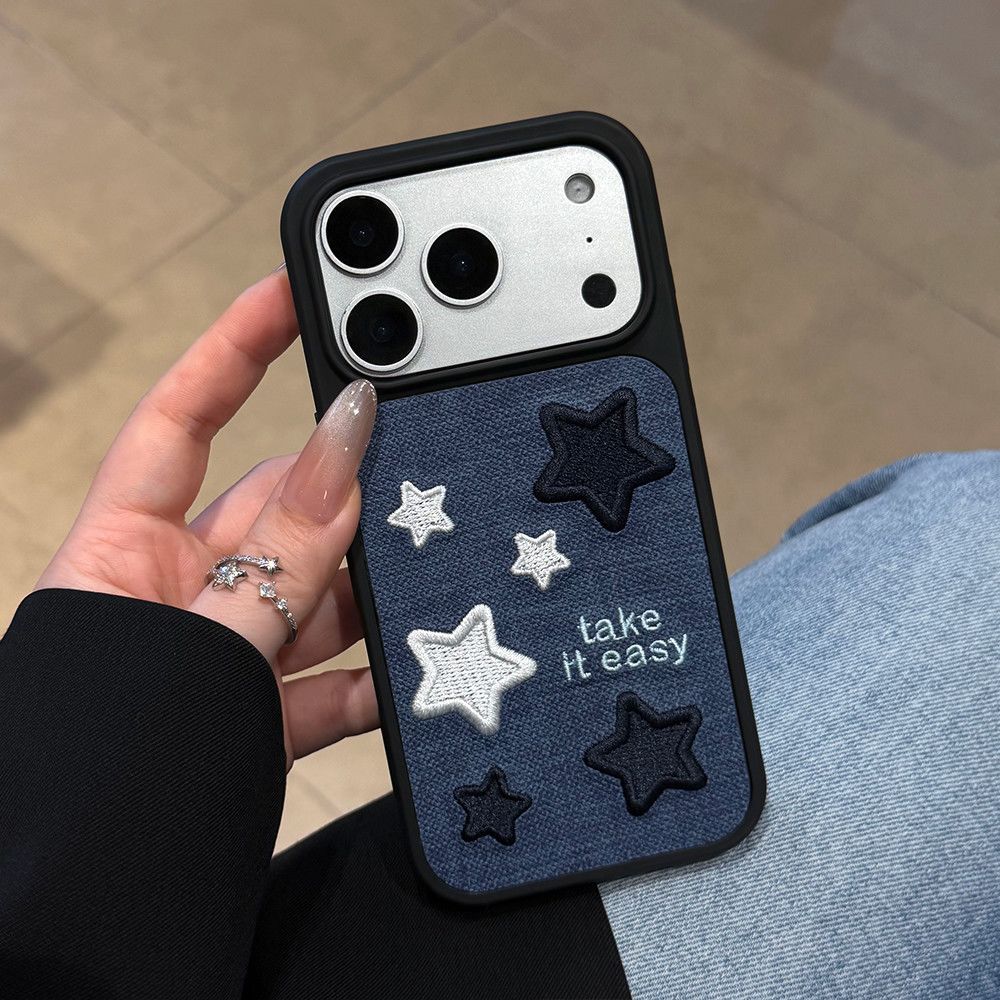 Cozy Star Mood – Soft Embroidery Cute Case for iphone 17 series