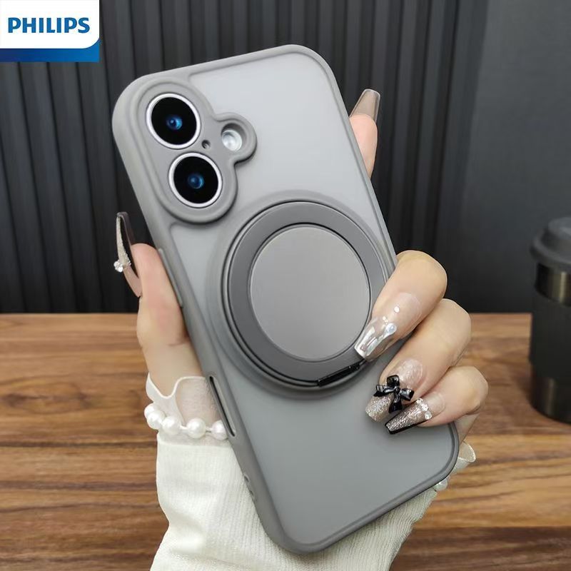 “Luxury Ring Holder Case – Matte Grip with 360° Stand & Camera Shield for iphone 17 series