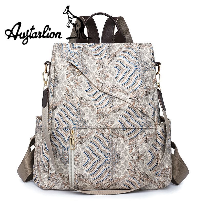 Auyarlion Women’s Anti-Theft Backpack Purse – Convertible Shoulder Bag with Vintage Pattern